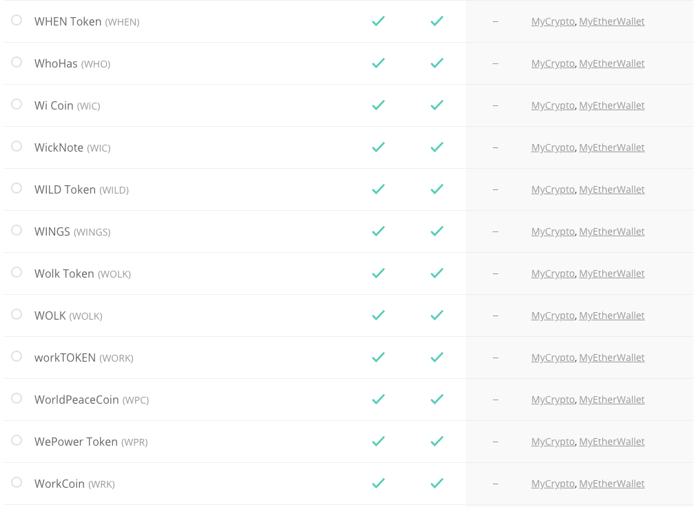 Liste cryptomonnaies Ledger Wallet 58