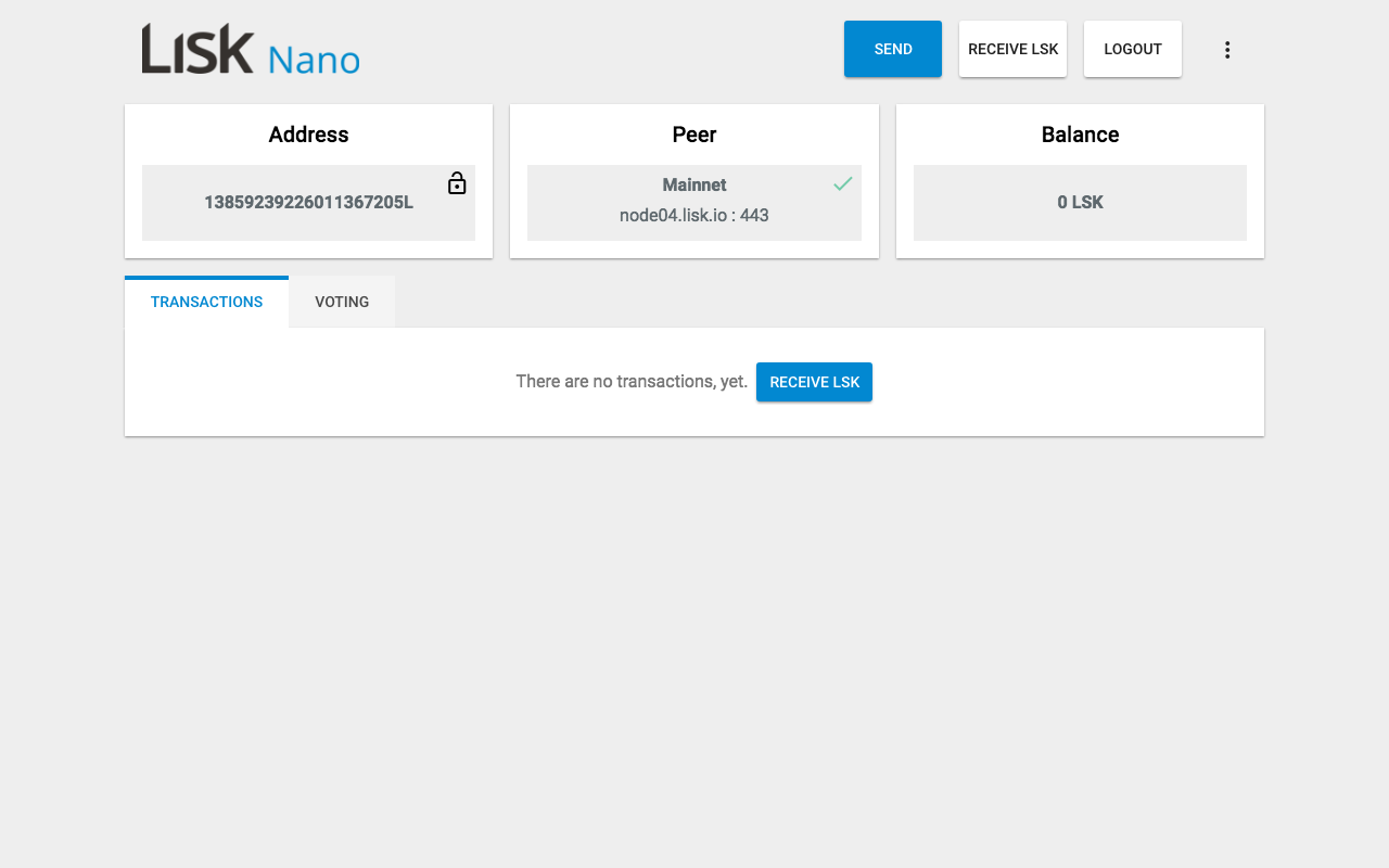 Screenshot wallet Lisk