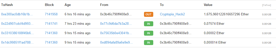 Cryptopia transaction hack