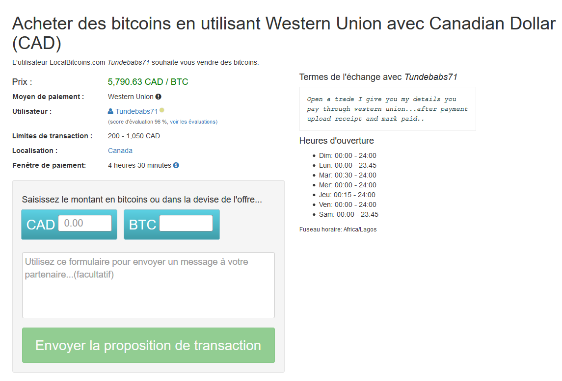 interface paiement LocalBitcoins