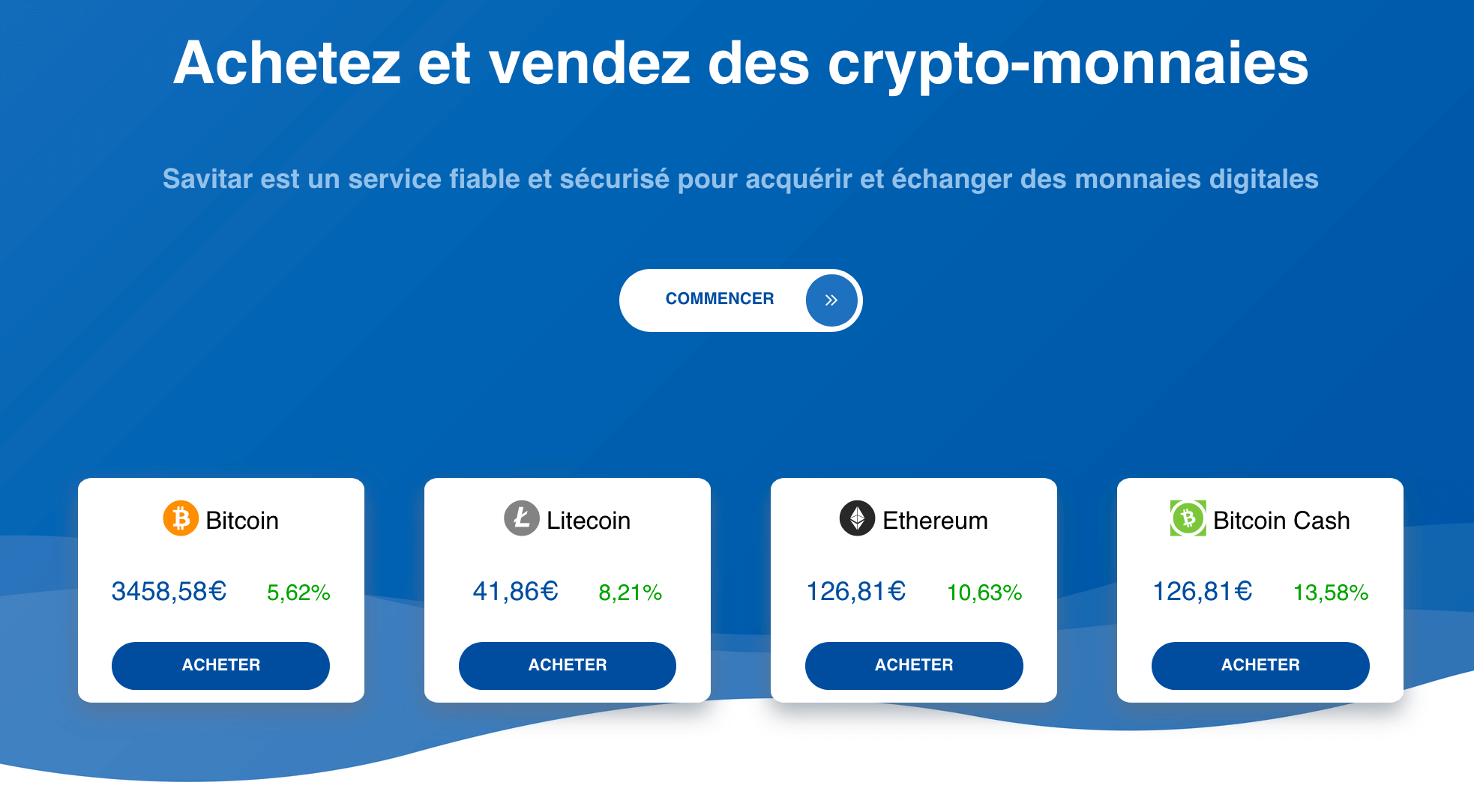 Cryptos sur l'exchange Savitar