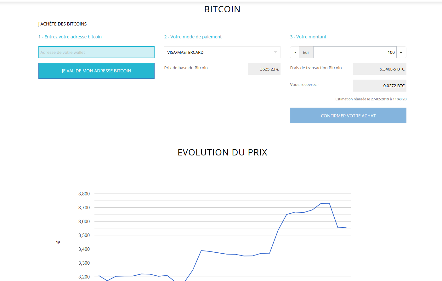 interface d'achat ZeBitcoin