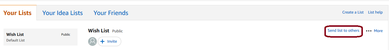 partager sa whislist amazon à d'autres personnes