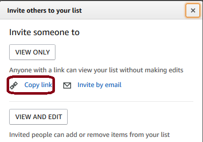 copier l'URL d'une whislist amazon