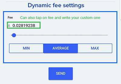 interface de frais de transaction ARK