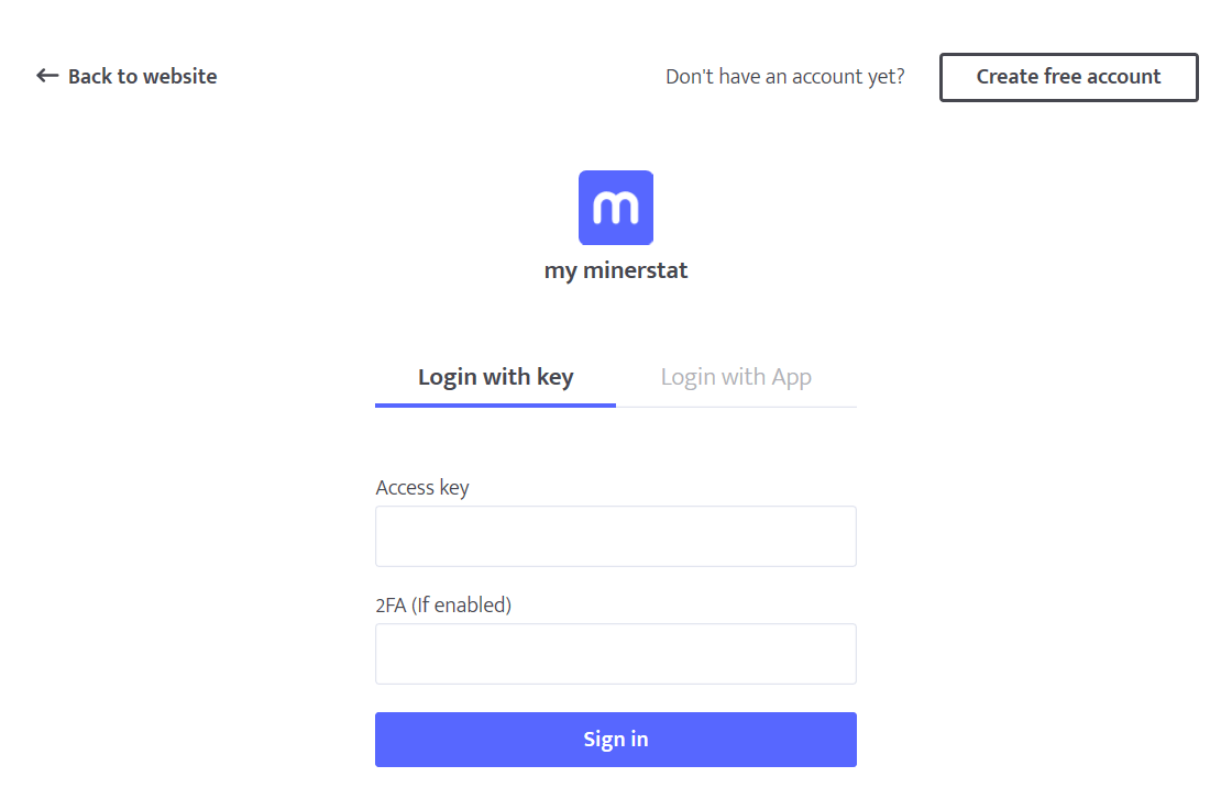 MinerStat login