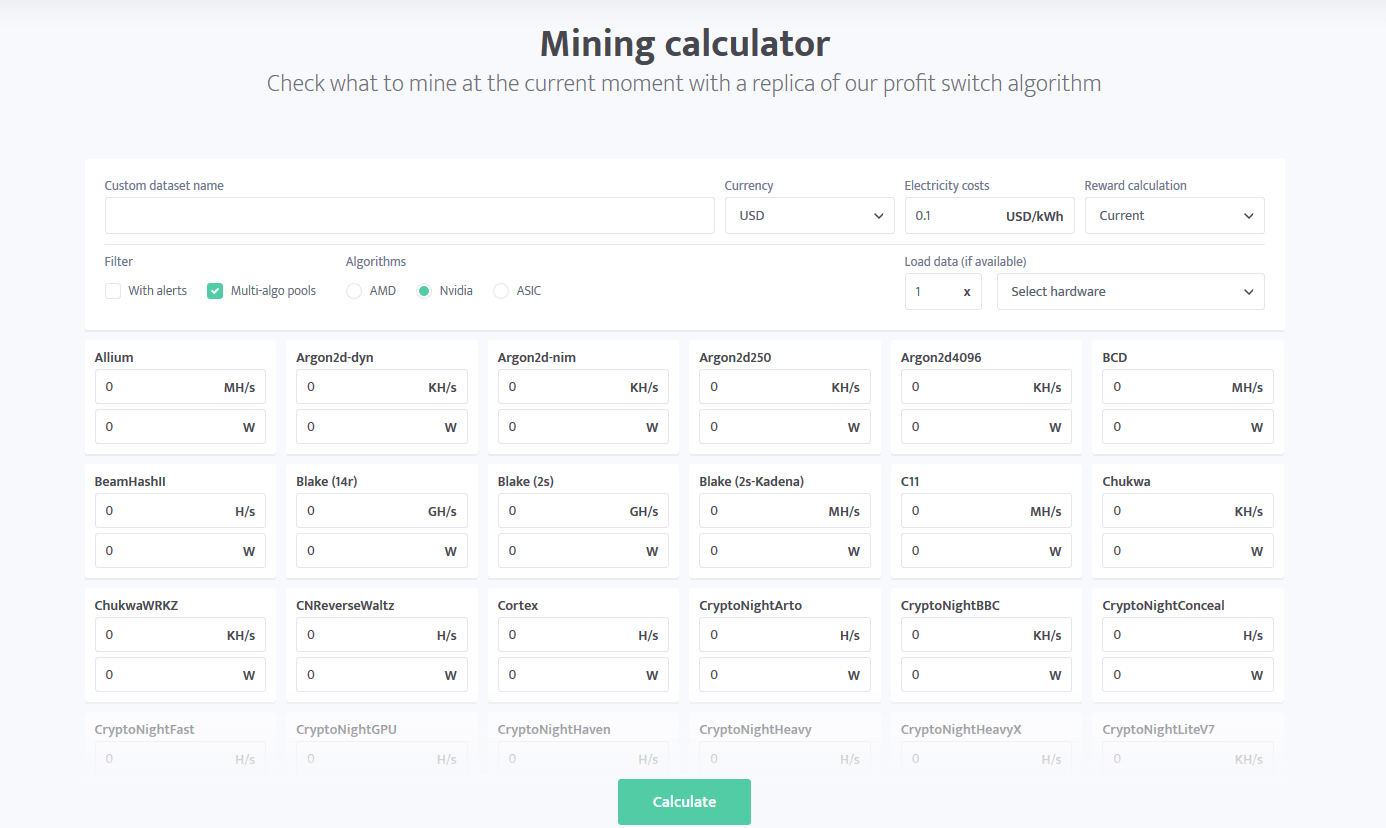 MinerStat calculator