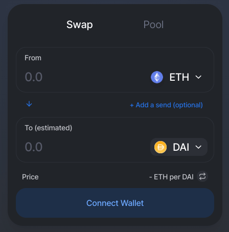 Interface de swap d'Uniswap