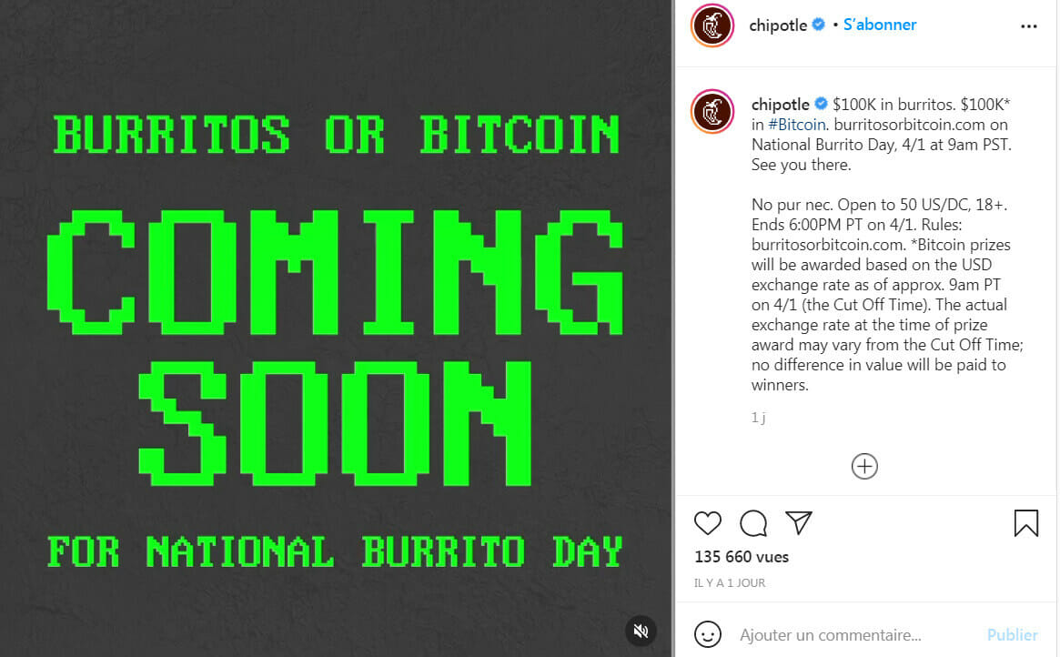 Bitcoin et burritos, bientôt.