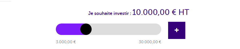 Montant de l'investissement paramétrable sur les pack Feel Mining