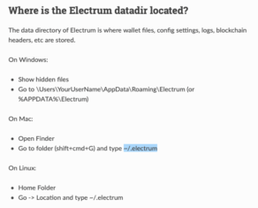 Localisation de l'Electrum datadir