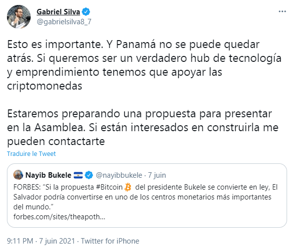 Publication du député panaméen Gabril Silva - Source : Twitter