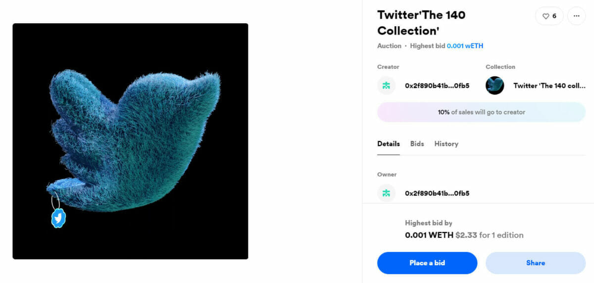 Un NFT Twitter à vendre