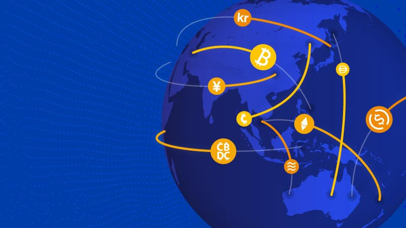 Ecosystème de VISA reliant les cryptomonnaies, les monnaies fiduciaires, les stablecoins et les MNBC - Source : VISA