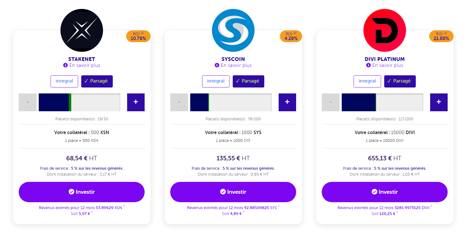 Les masternodes Stakenet, Syscoin et DIVI