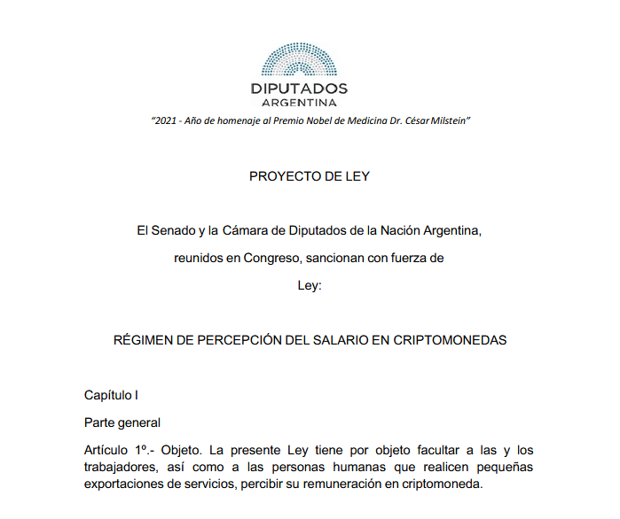 La proposition de loi argentine permettant de payer les salaires en bitcoins