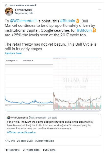 Le bull run de Bitcoin n'en serait encore qu'à ses débuts, malgré l'incursion en-dessous des 41 000 $.