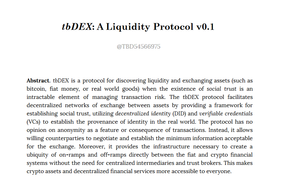 Extrait du livre blanc de l’exchange tbDEX de Square