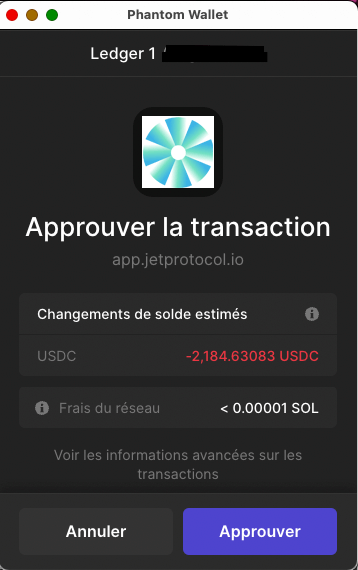 Validez la transaction de dépôt sur votre wallet Phantom