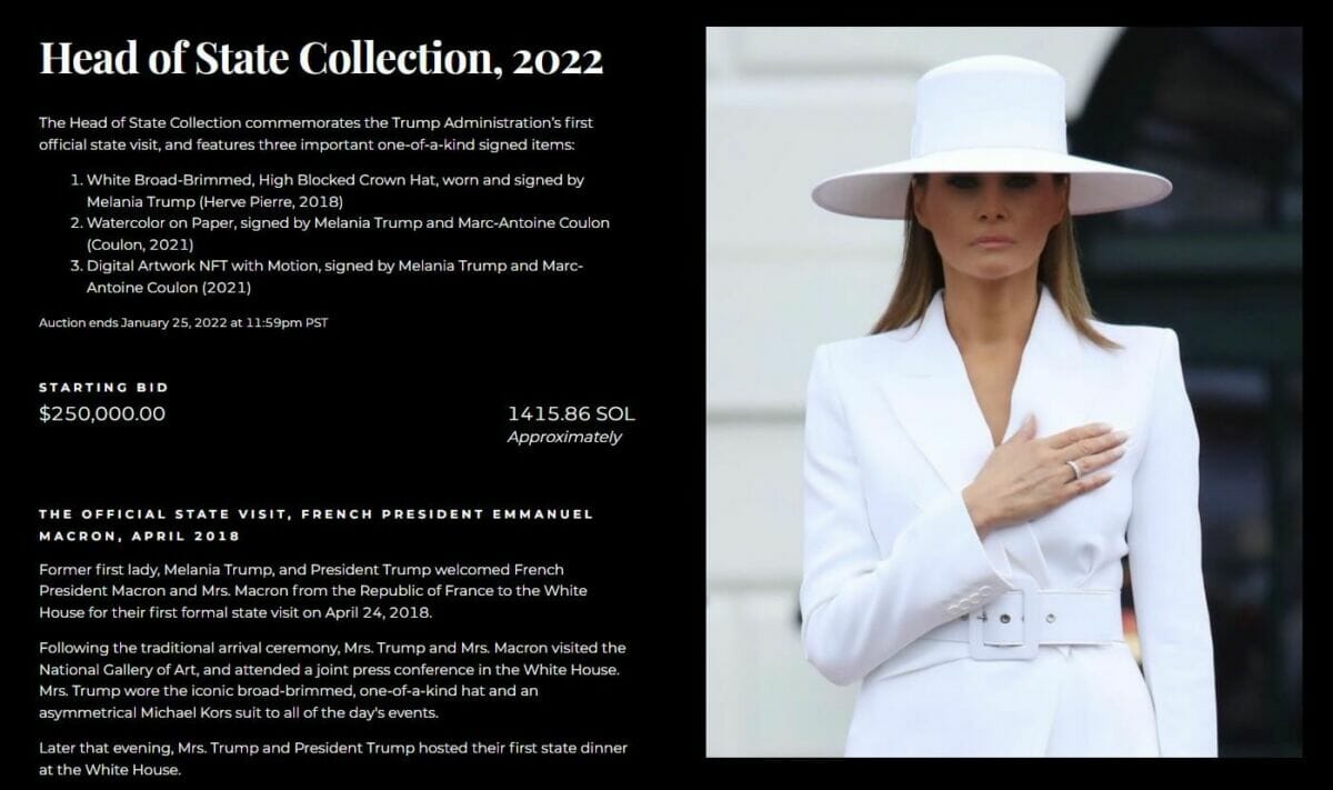 Nouvelle collection de NFT par Melania Trump