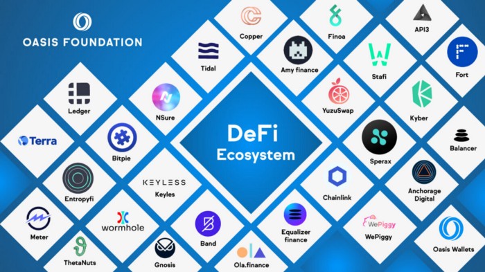 Oasis Network réunit de nombreux projets de finance décentralisée afin que ses utilisateurs bénéficient des avantages DeFi tels que le yield farming, le staking, le lending etc ...