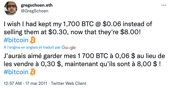 Tweet d'un investisseur frustré