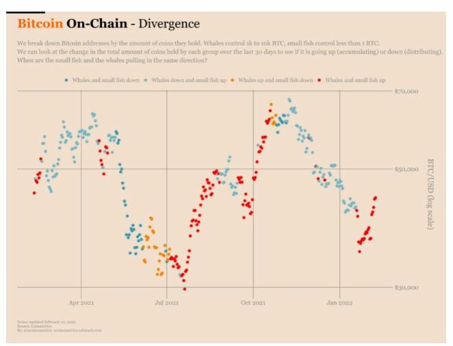 Accumulation de bitcoin par les petits et les gros portefeuilles BTC