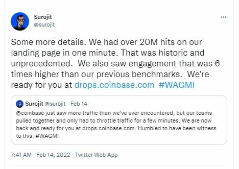 Trafic record pour Coinbase suite à la diffusion de sa publicité lors du Super Bowl 2022, et énième panne agaçant les utilisateurs de la bourse de cryptomonnaies