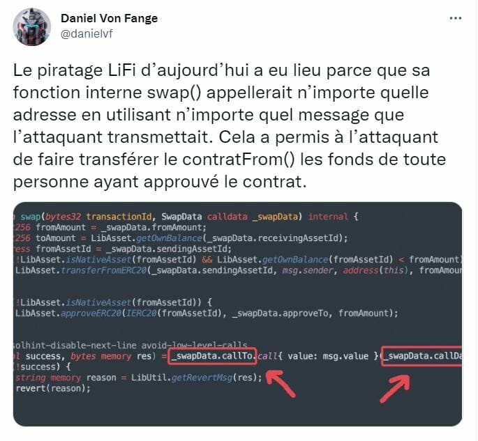 Explication précise sur la manière dont s'y est pris le pirate pour hack Li Finance.