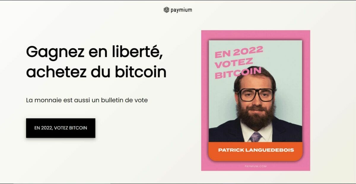 Screenshot de la page d'accueil de 2022.paymium.com