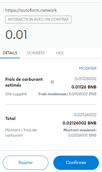 Validation de la transaction sur metamask