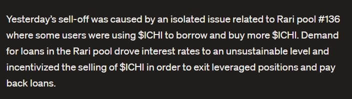 Liquidations d'ICHI entrainant un effondroment de son cours.