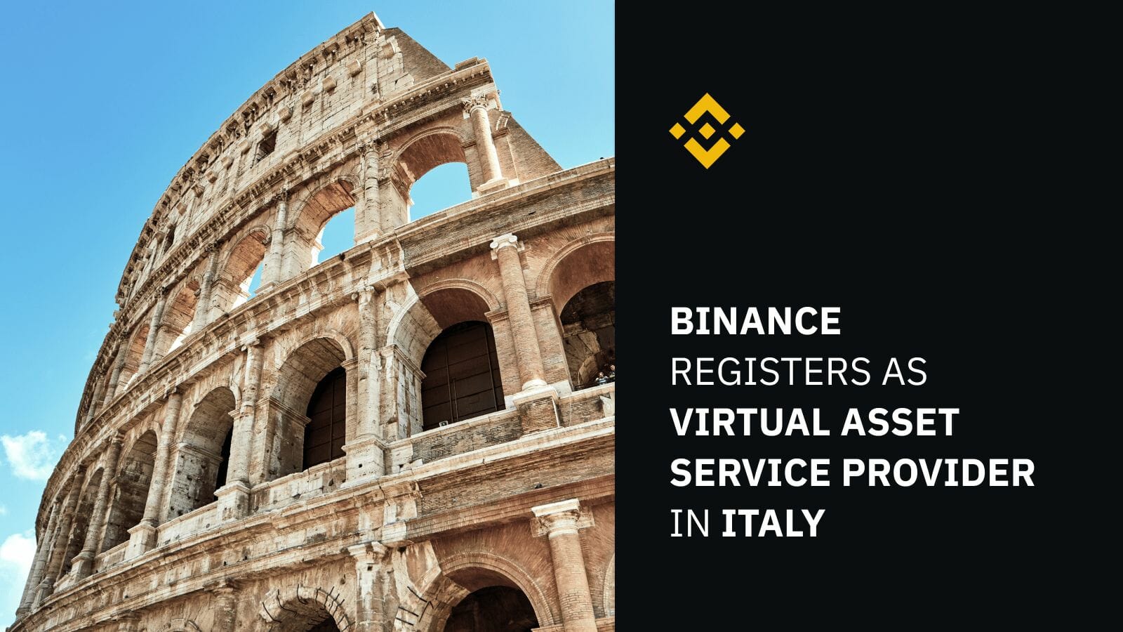 Binance enregistré comme PSAN en Italie.