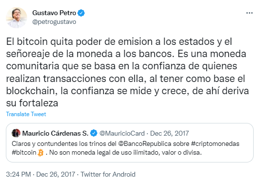 Le nouveau président de Colombie déjà fan de Bitcoin en 2017 ?