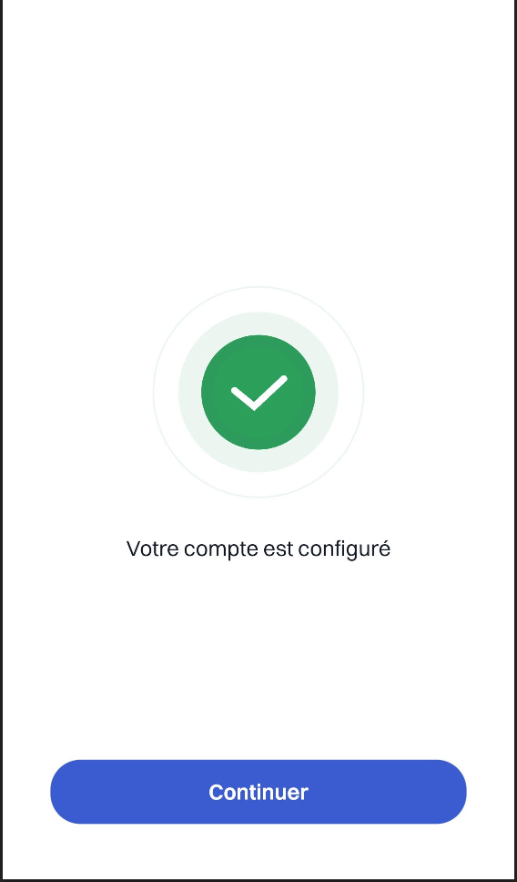 Confirmation de la configuration du compte 