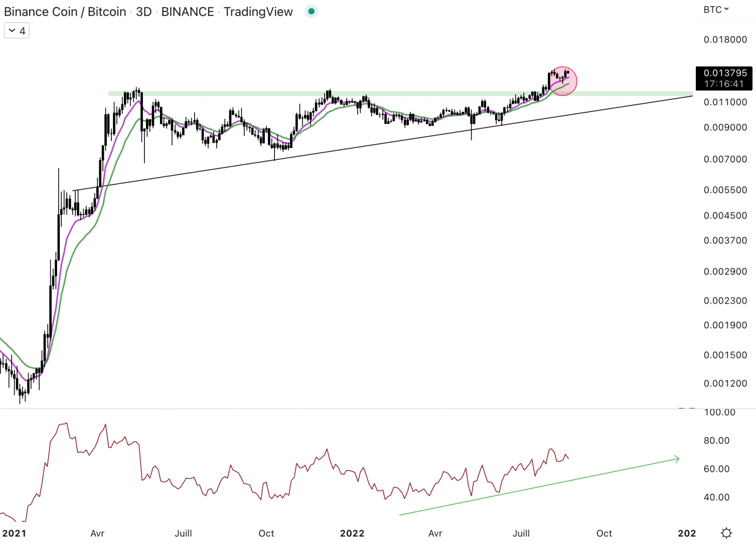 Le Binance Coin est solide contre le Bitcoin.