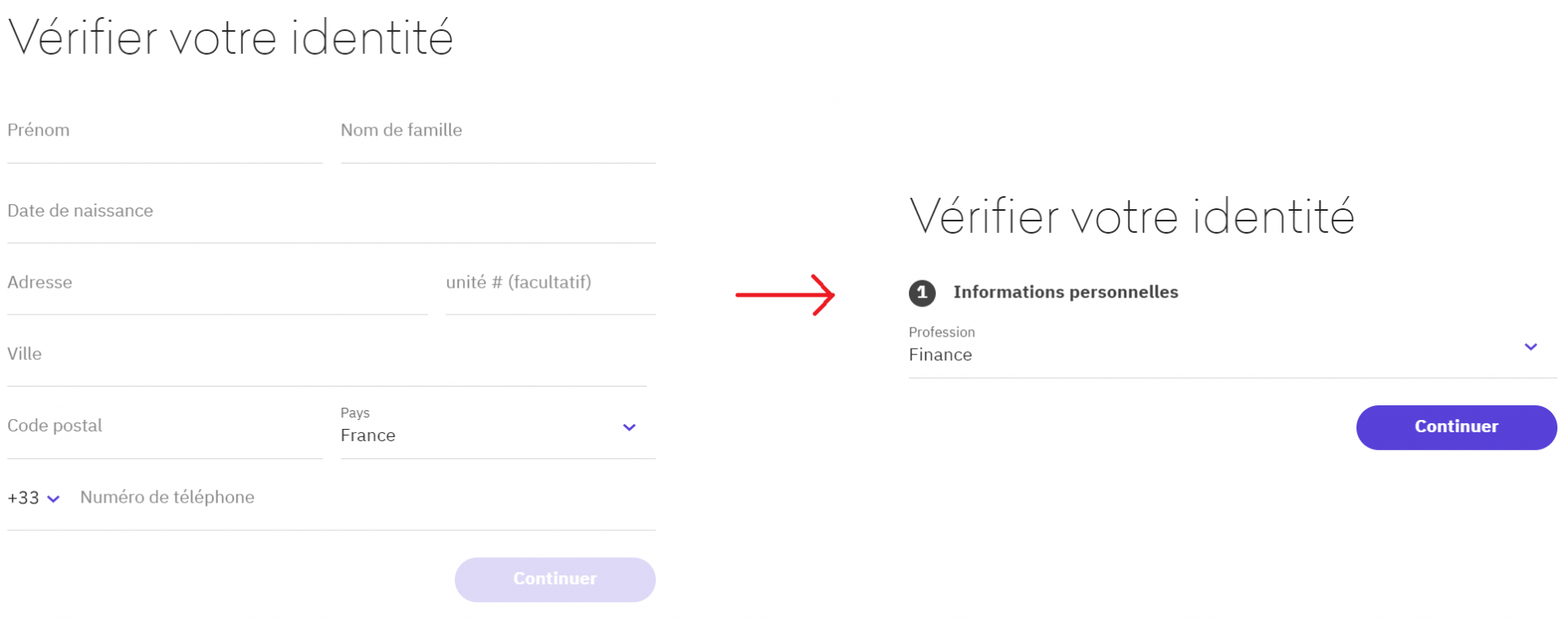 Etapes de vérification d'identité sur Kraken