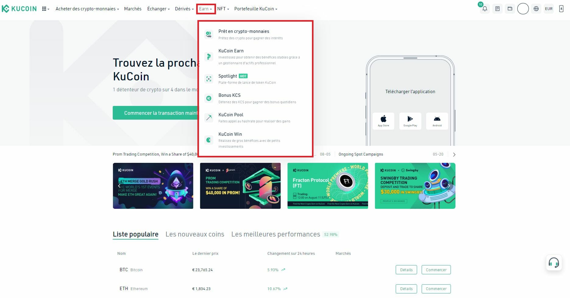 Produits d'épargne sur Kucoin