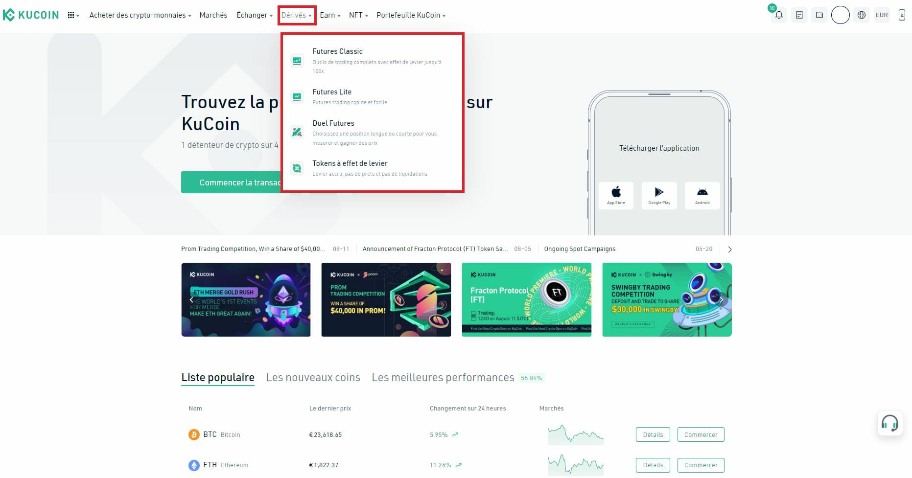 Produits dérivés sur Kucoin