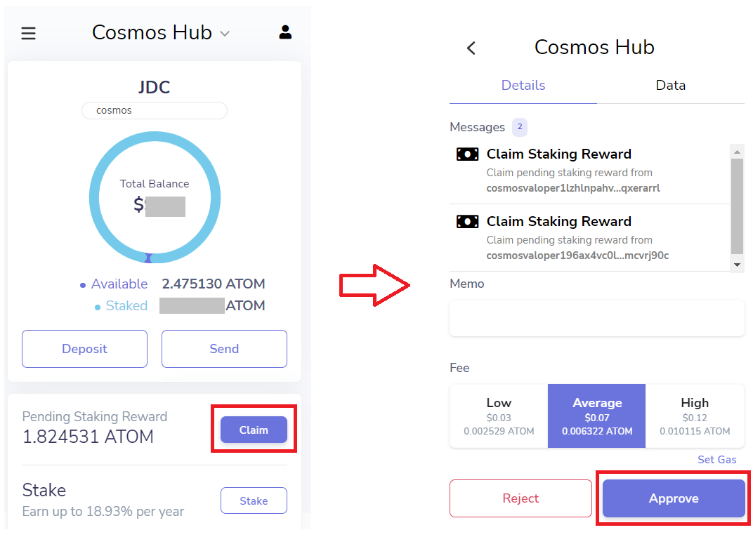 Réclamer ses récompenses de staking