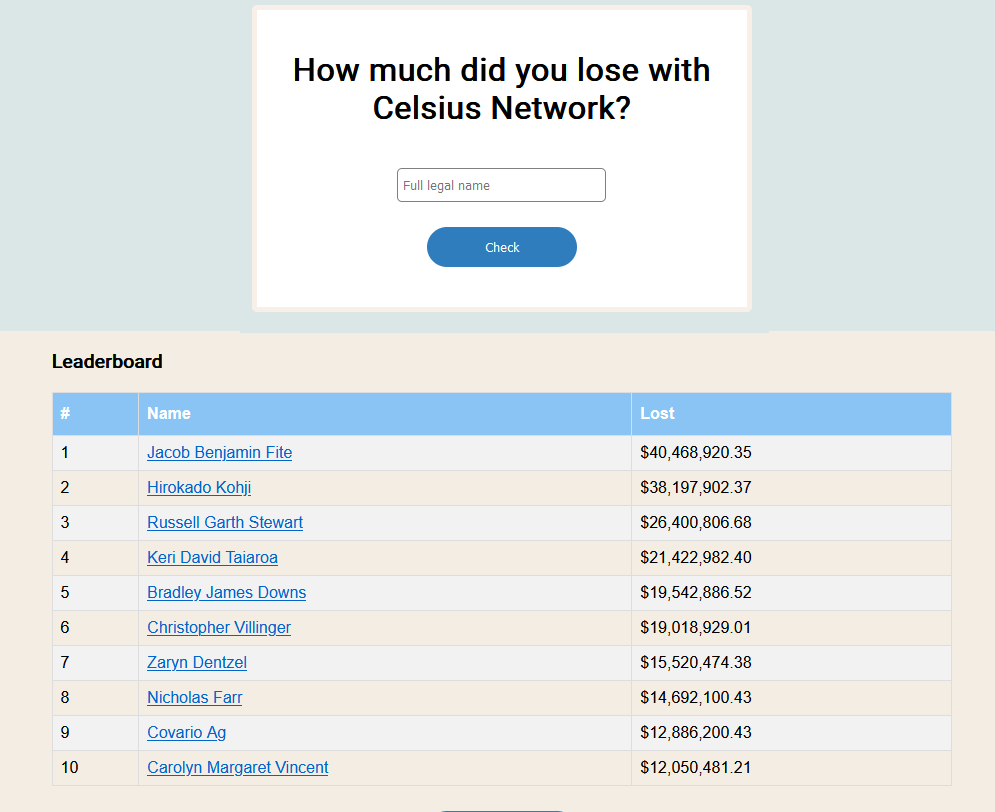 Celsius provoque la mise en danger de ses clients.