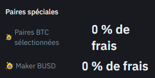 Promotions sur le frais de trading sur Binance