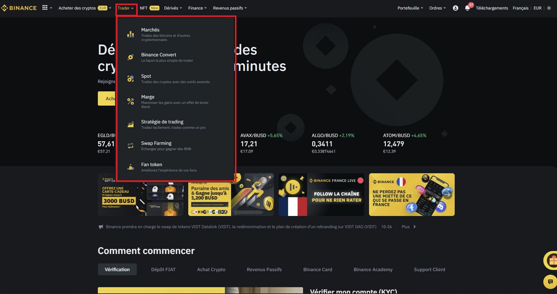 Trader sur Binance