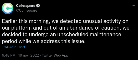 Coinsquare annonce la brèche de sécurité 