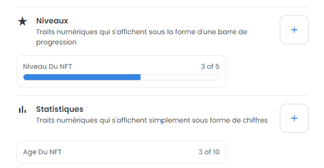 Capture d'écran des caractéristiques