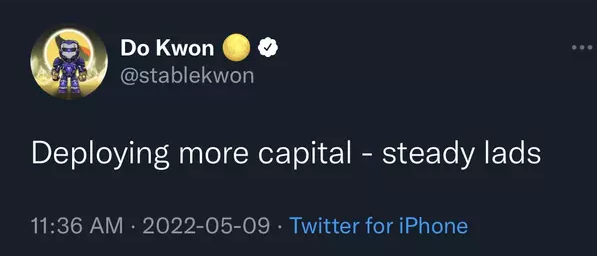 Tweet de Do Kwon ancien chef de Terra