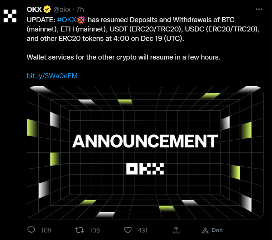 Retour à la normale prévu chez OKX après la panne survenue chez Alibaba Cloud pendant quelques heures. Les fonds sont en sécurité et les activités vont reprendre dans les heures qui viennent.