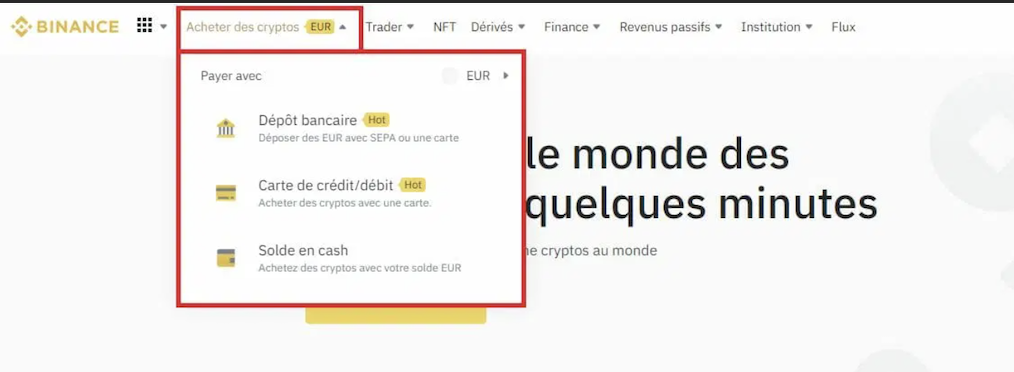 achat de coins ALGO sur Binance