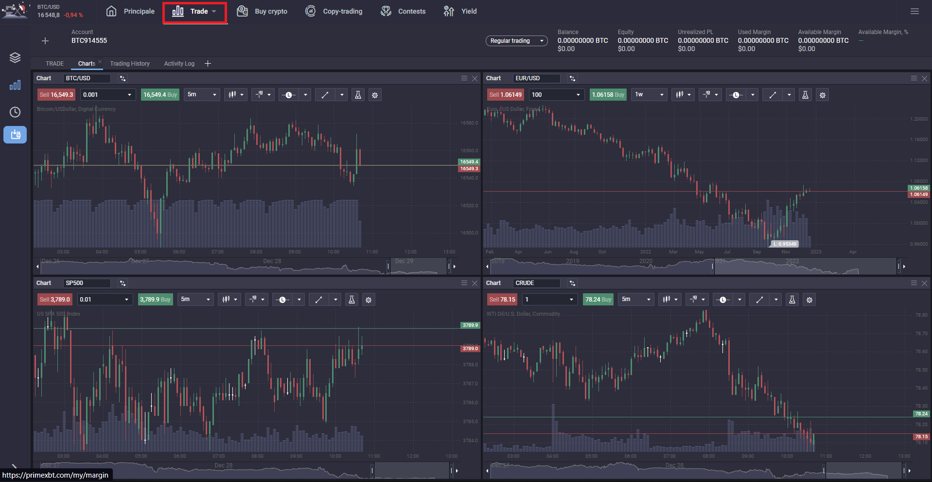 Exemple de trade sur Prime XBT