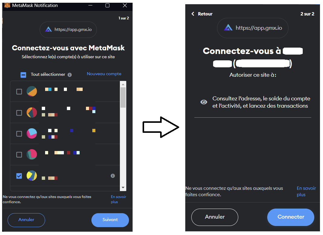 Autoriser la connexion à GMX sur Metamask